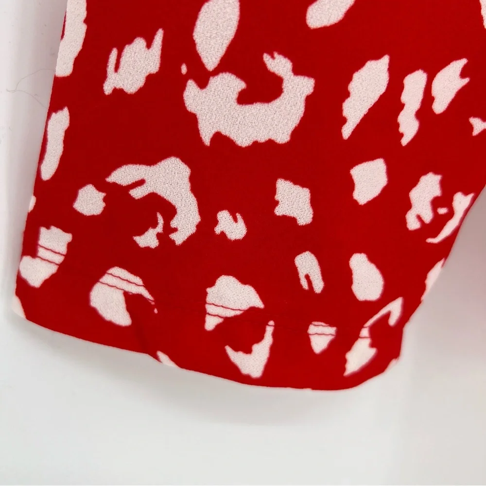 Andree By Unit Blazer Womens Small Red Cheetah Print Long Sleeve w/Roll Up Tabs - Picture 7 of 12